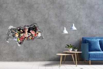 Nálepka 3D diera na stenu Kuchynské šialenstvo