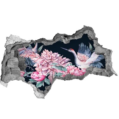 Diera 3D fototapeta nálepka Kvetinová scéna s vtákom