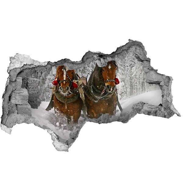 Diera 3D fototapeta na stenu nálepka Zimná cesta s koňmi