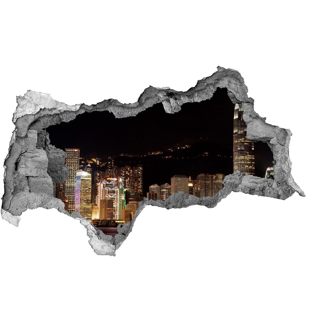 Fototapeta diera na stenu 3D Hong kong v noci
