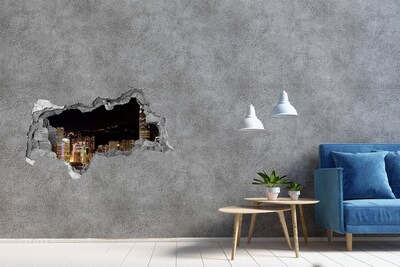 Fototapeta diera na stenu 3D Nočná panoráma mesta