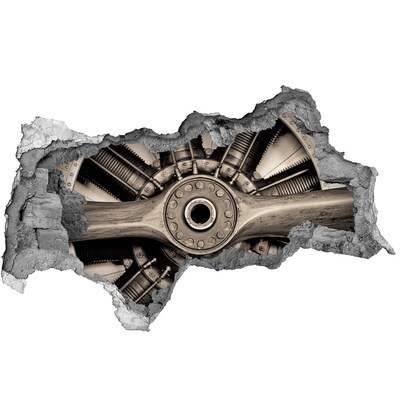 Foto fotografie diera na stenu Motor lietadla v poškodenej stene