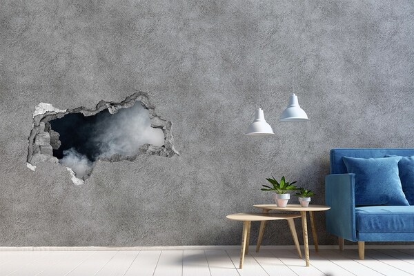 Samolepiaca diera na stenu Rozbitá stena s výhľadom na oblak