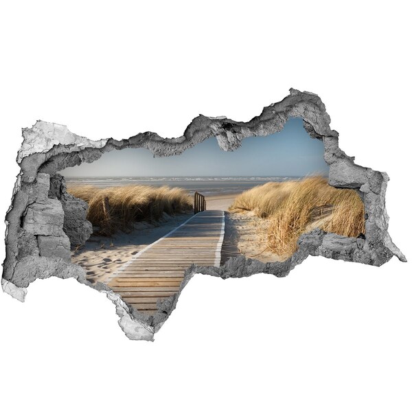 Diera 3D v stene nálepka Smerovka na pláž