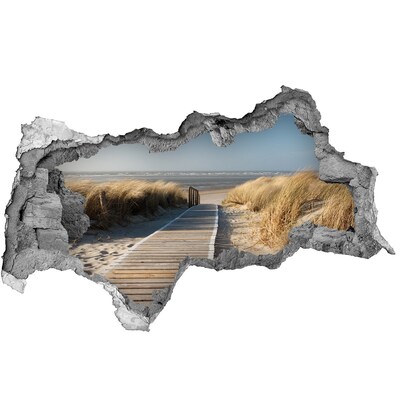 Diera 3D v stene nálepka Smerovka na pláž