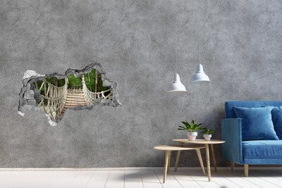 Diera 3D v stene nálepka Džungľový most