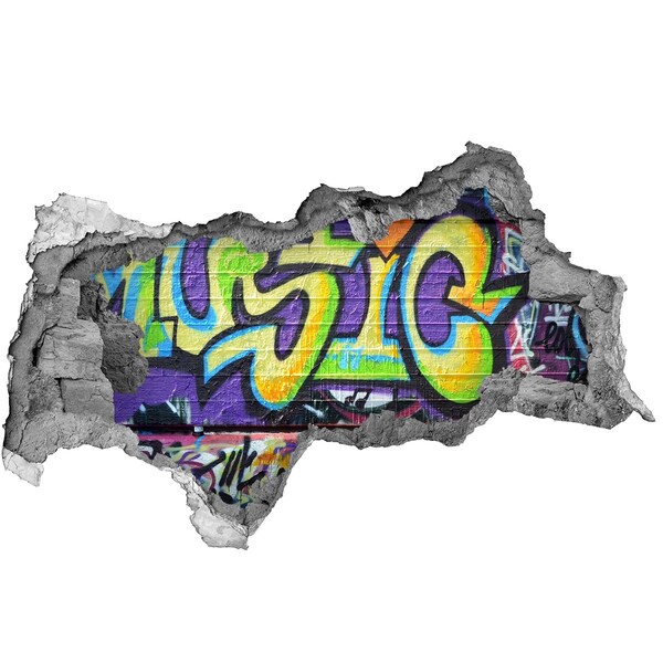 Foto fotografie diera na stenu Graffiti na poškodenej stene