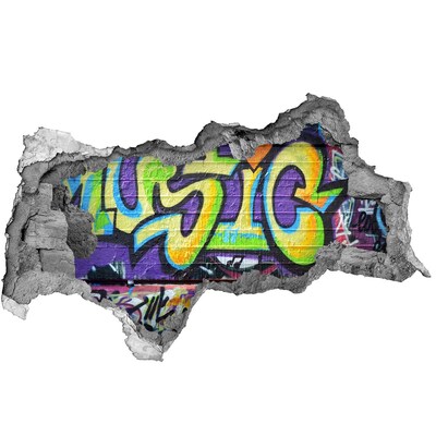 Foto fotografie diera na stenu Graffiti na poškodenej stene