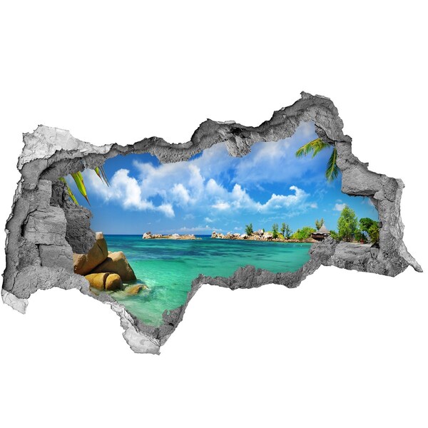 Diera 3D v stene nálepka Seychelles beach