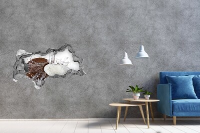 Nálepka 3D diera Kokos v prúde vody