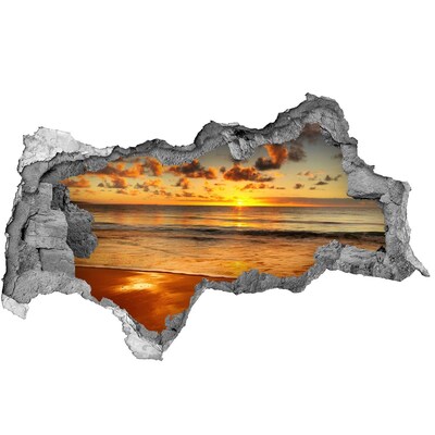 Diera 3D v stene na stenu Západ slnka nad oceánom