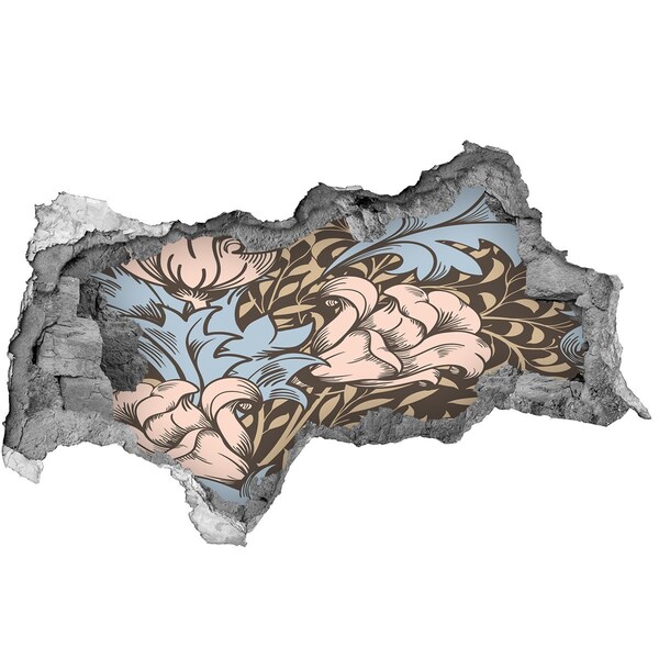 Nálepka 3D diera na stenu Kvetinový vzor s dierou v stene