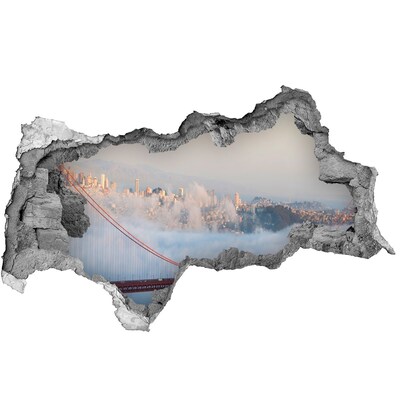 Fototapeta diera na stenu 3D Most Golden Gate v oblakoch