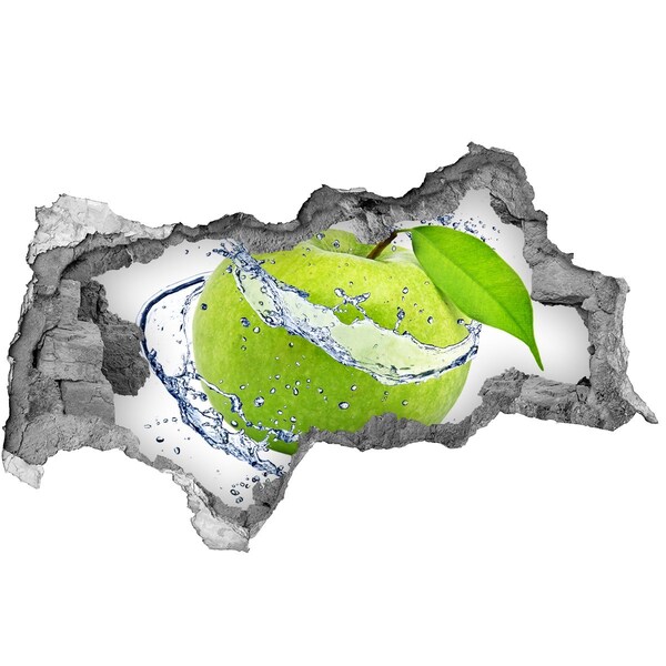 Nálepka 3D diera na stenu Zelené jablko vo vode
