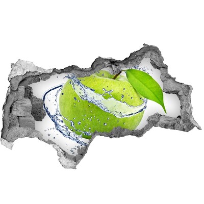 Nálepka 3D diera na stenu Zelené jablko vo vode