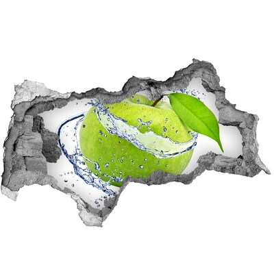 Nálepka 3D diera na stenu Zelené jablko