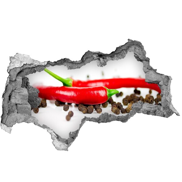 Nálepka 3D diera na stenu Pikantné korenie v kuchyni