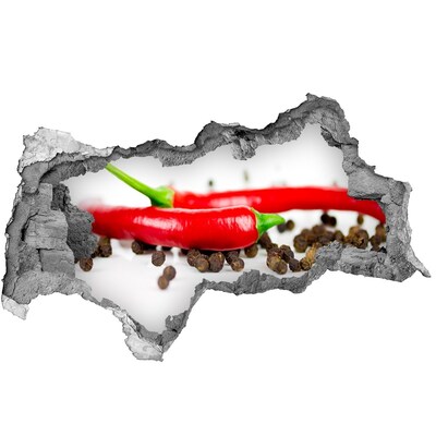 Nálepka 3D diera na stenu Pikantné korenie v kuchyni