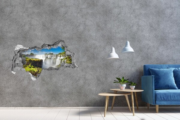 Diera 3D v stene nálepka Vodopády Iguazu