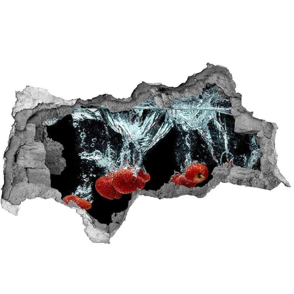 Nálepka 3D diera Jahody pod vodou