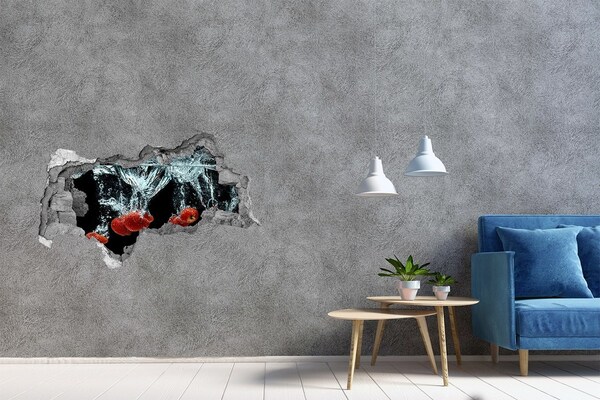 Nálepka 3D diera Výbuch ovocia vo vode