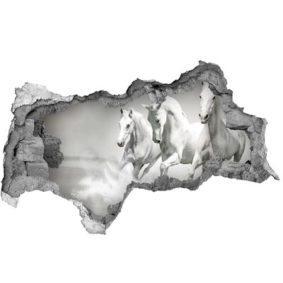 Diera 3D fototapeta na stenu Biele kone cválajú