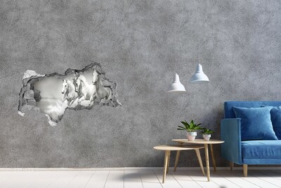 Diera 3D fototapeta na stenu Biele kone