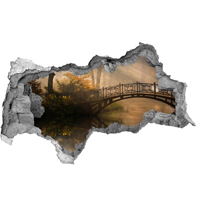 Diera 3D v stene nálepka Starý most na jeseň