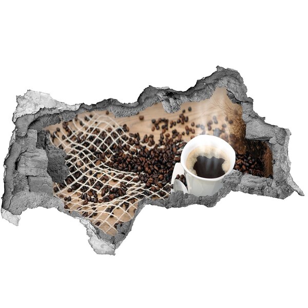 Nálepka 3D diera Káva v domácej kaviarni
