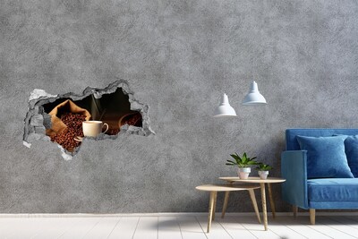 Nálepka 3D diera Káva v srdci zŕn