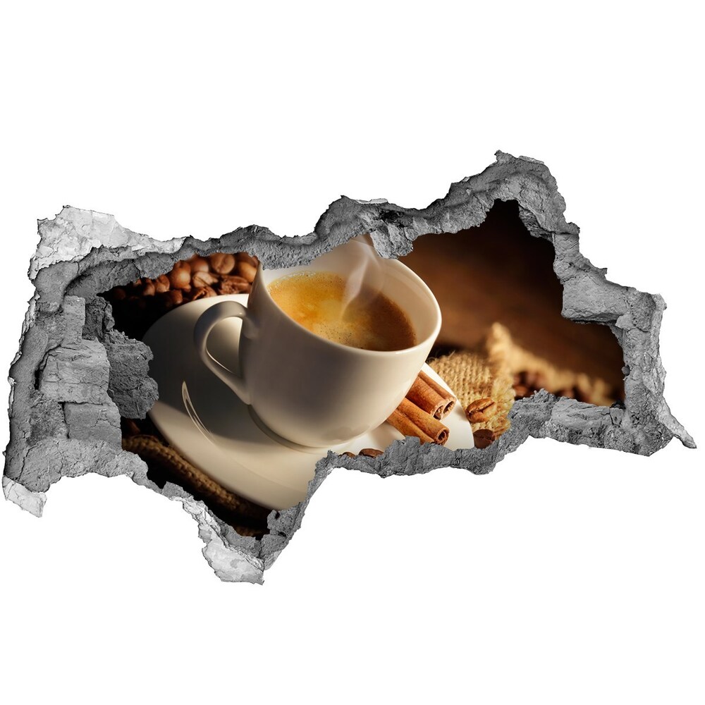 Nálepka 3D diera Káva v šálke