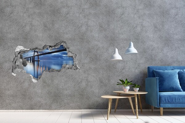 Fototapeta diera na stenu 3D Most cez vodu v nočnej scéne