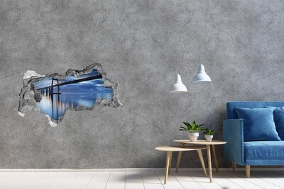 Fototapeta diera na stenu 3D Most cez vodu v nočnej scéne