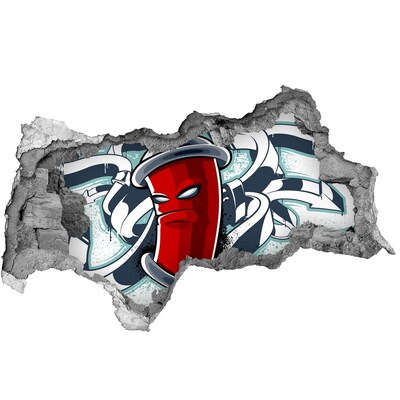 Červený hrnček s graffiti