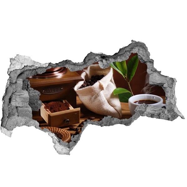 Nálepka 3D diera na stenu Káva v pohodlí vášho domova