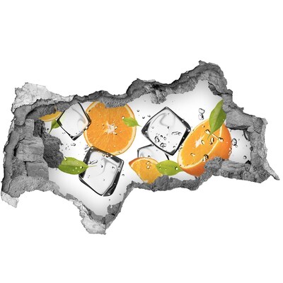 Nálepka 3D diera na stenu Pomaranče s ľadom