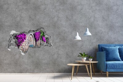 Fototapeta diera na stenu 3D Kvetinová alej v kamennom múre