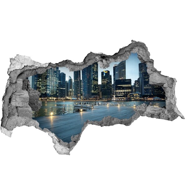 Fototapeta diera na stenu 3D Singapur v noci