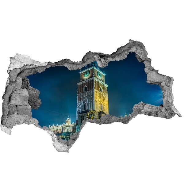 Fototapeta diera na stenu 3D Hodinová veža v Krakove