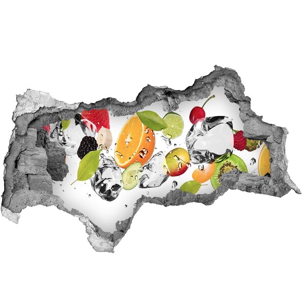 Nálepka 3D diera Ovocný kokteil vo vodopáde