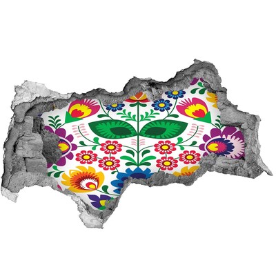 Nálepka 3D diera na stenu Kvetinový vzor na betónovom pozadí