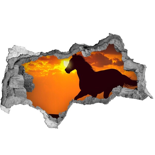 Diera 3D fototapeta na stenu Kôň pri západe slnka