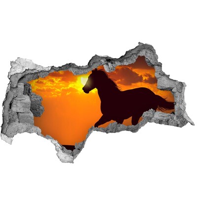 Diera 3D fototapeta na stenu Kôň pri západe slnka