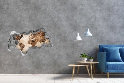 Samolepiaca diera na stenu Mapa sveta dreva