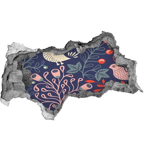 Diera 3D fototapeta nálepka Kvetinový vzor so sovami