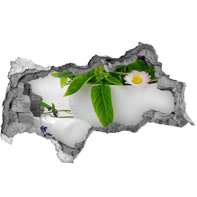 Nálepka 3D diera na stenu Zelená vegetácia v poškodenej stene