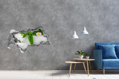 Nálepka 3D diera na stenu Zelená vegetácia v poškodenej stene