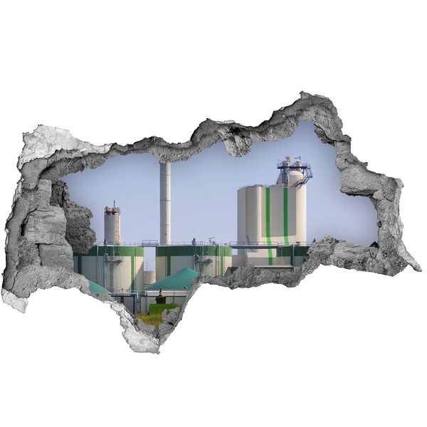 Fototapeta diera na stenu 3D Továreň v pozadí