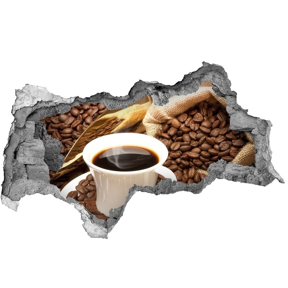 Nálepka 3D diera na stenu Šálka kávy