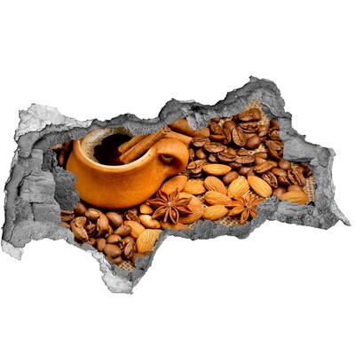 Nálepka 3D diera na stenu Kávová hostina pri diere v stene